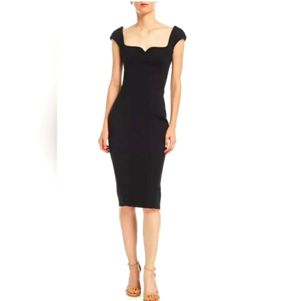 Zac Posen Sweetheart Cap-Sleeve Crepe Sheath Cocktail Dress